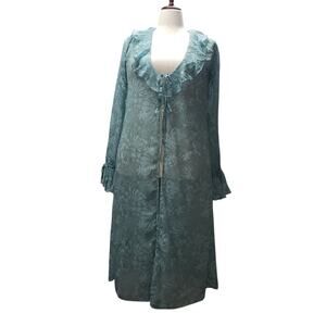 Wild Fable Sheer Floral Kimono Cardigan Light Blue, Ruffle Tie Front, Size Small